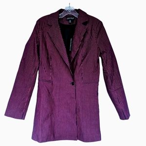 Current Mood - Women's "Feeling The Blues" Magenta Black Striped Blazer Size M